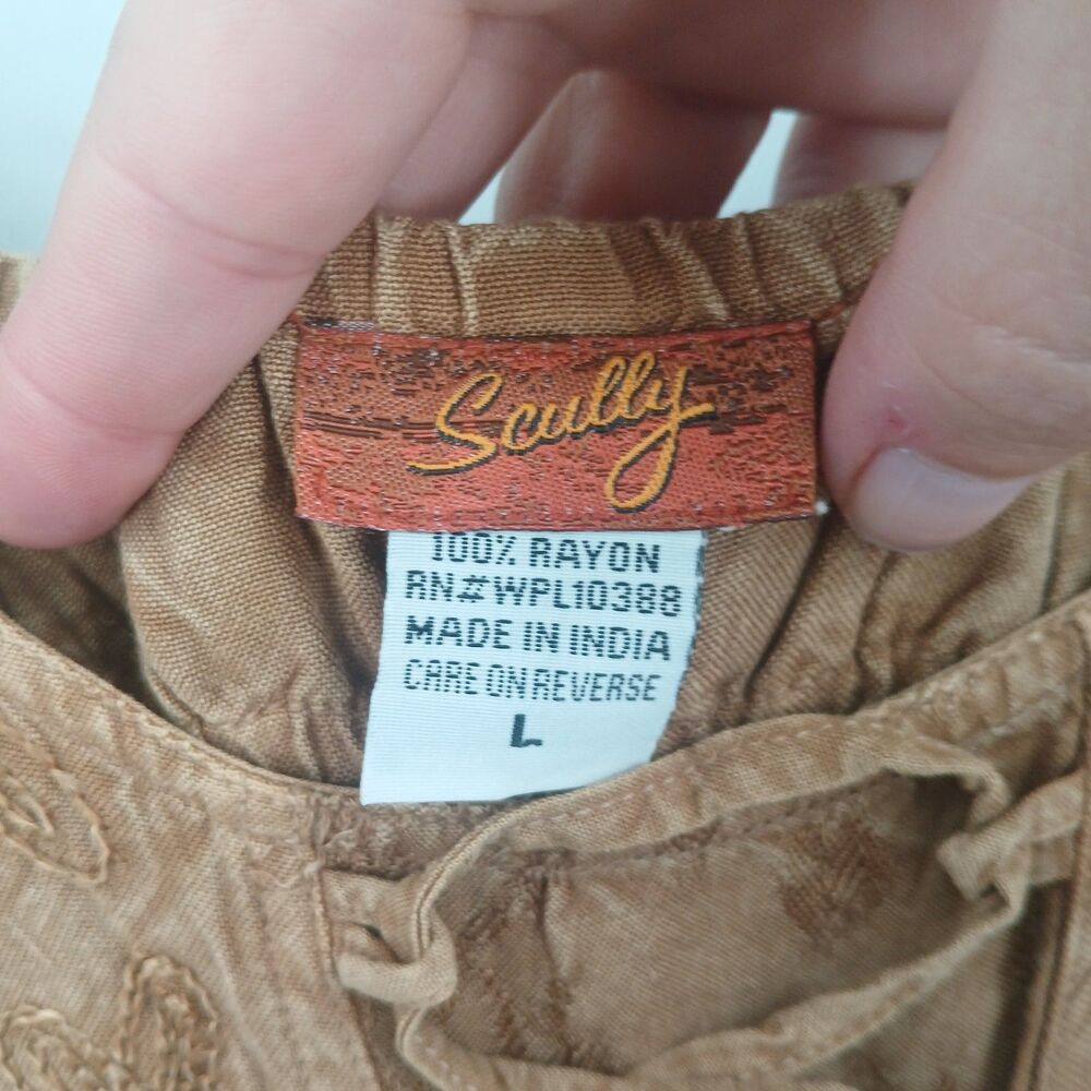 womans scully brown tan lace up front midi dress size large boho cowgirl western - Picture 4 of 4